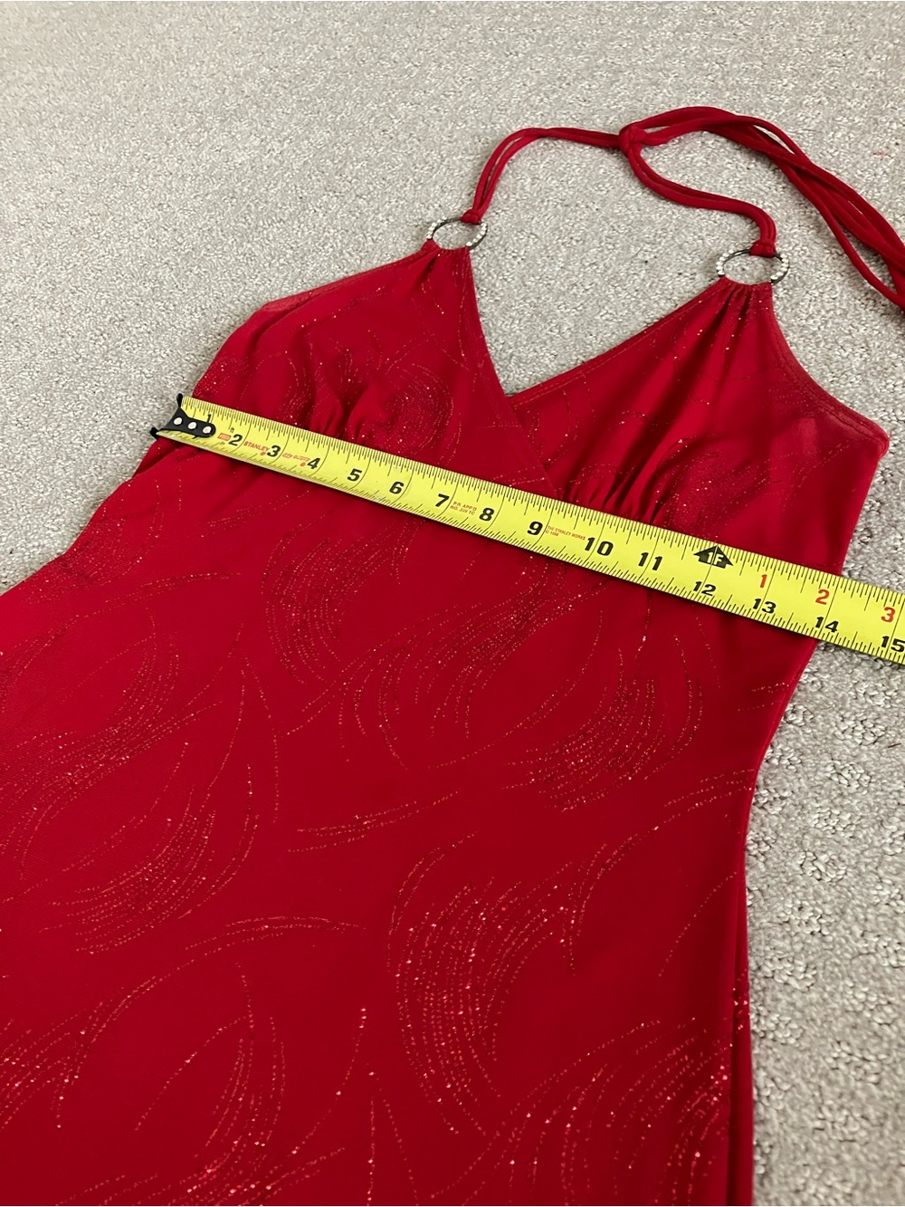 Y2K Lipstick Red Glitter Halter High Low Dress Party Prom Medium - Picture 7 of 10